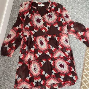 Long sleeve LOFT midi dress | Patterned wear to work LOFT Dress |